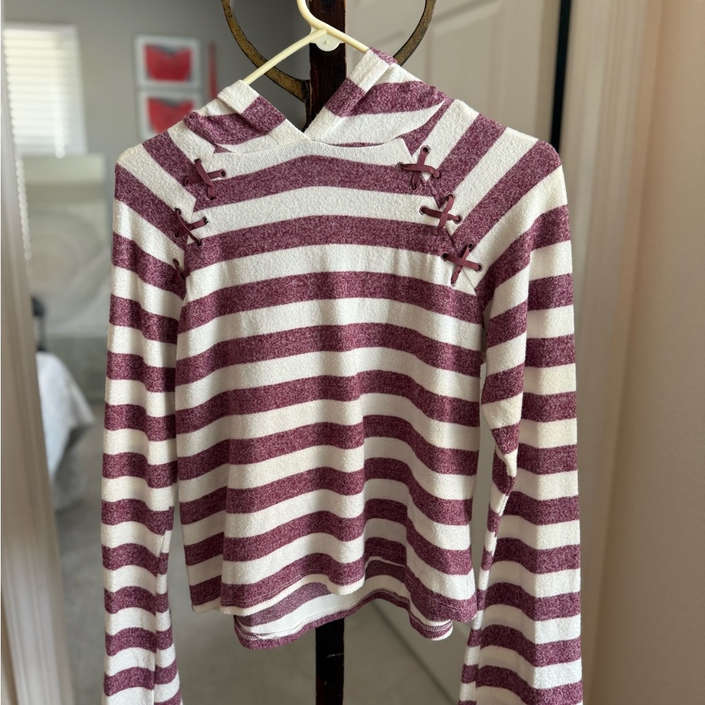 Striped Burgundy and White Hoodie